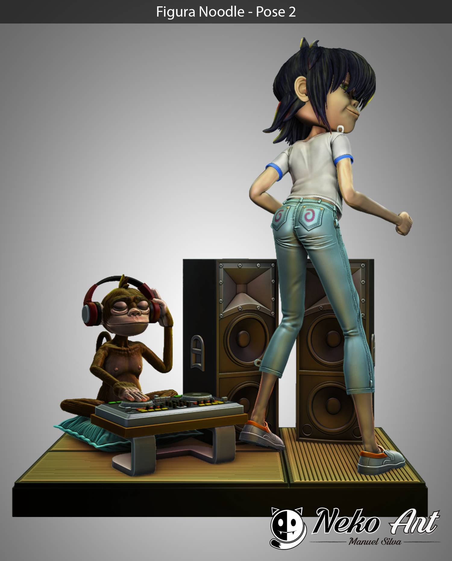 🎵 Noodle Gorillaz figure 3D print model・ 3D File for